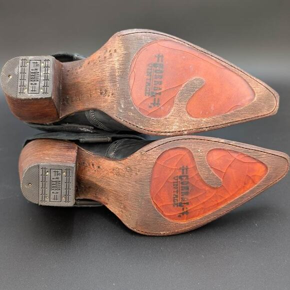 Corral Convertible Boots Womens 11 Black Calfskin Wing & Cross Booties Snip Toe - Picture 12 of 16